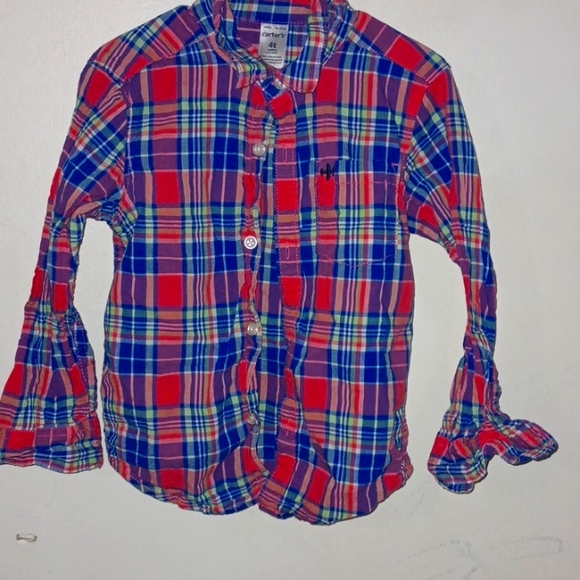Carter's button down shirt coral and blue - Picture 1 of 3